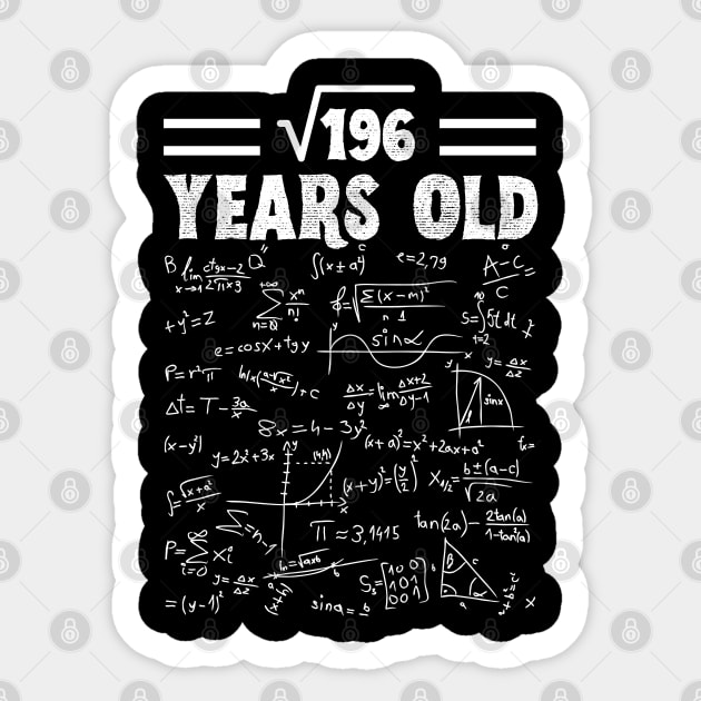 Square Root Of 196 14th Birthday, 14 Year Old Math Lover Gift Sticker by JustBeSatisfied